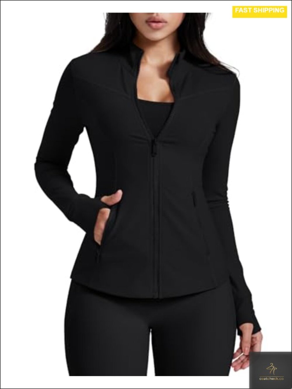 Women's Athletic Running Jacket Lightweight Full Zip Track Top with Pockets &